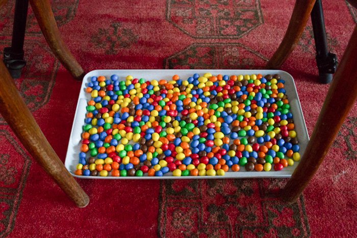 A tray of m&m's - water drop photography