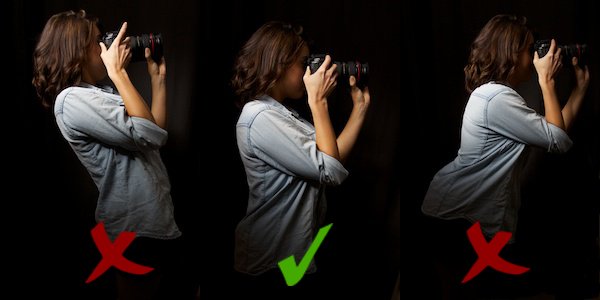 три позиции как держать камеру стоя - вид сбоку