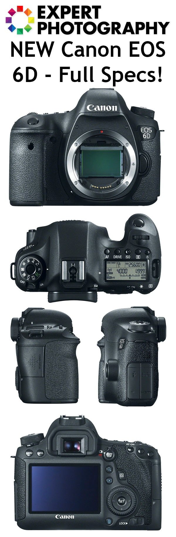 Коллаж камеры Canon EOS 6D, показанный со всех сторон