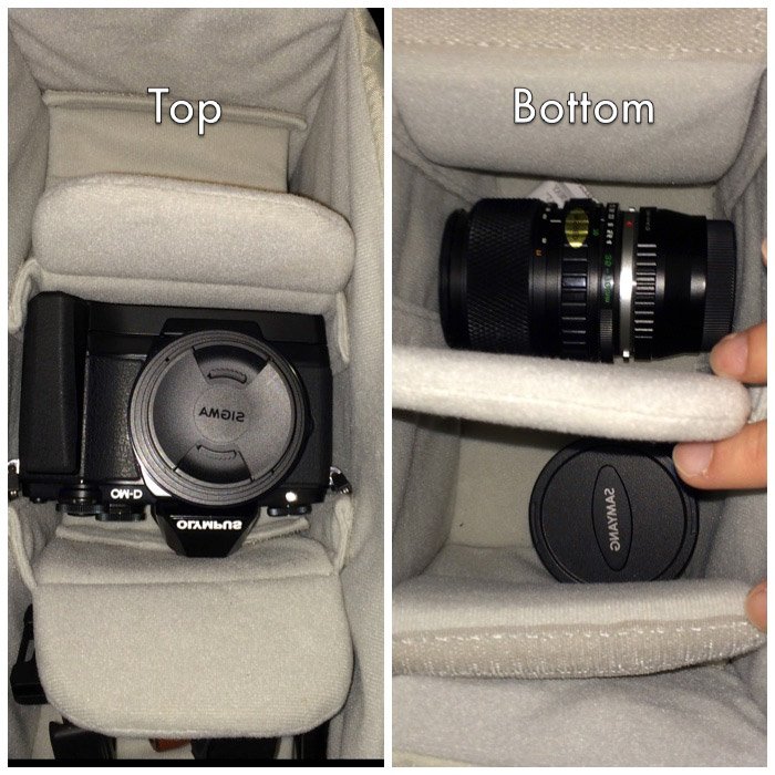 верхняя и нижняя внутренняя часть сумки Tenba Messenger Camera Bag