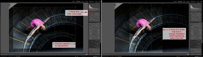 Скриншот использования ярлыка Adobe Lightroom для более быстрого редактирования