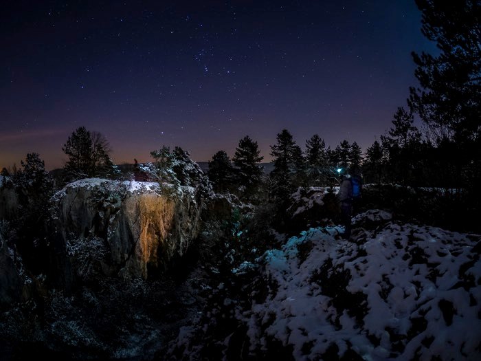 Штативы для пейзажной фотографии: Зимняя фотография, сделанная ночью со штатива