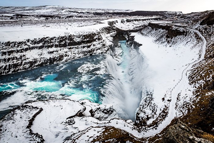 Вид на водопад Гульфосс в Исландии