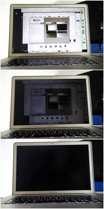 Поляризационный фильтр на ЖК-экране ноутбука