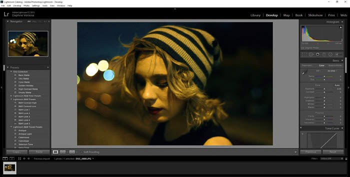 screenshot of editing fashion photography in lightroom