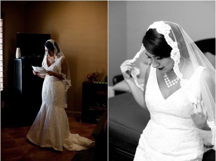 Диптих подготовки невесты к свадьбе, 1 цветная и 1 черно-белая фотографии. Любительская свадебная фотография.
