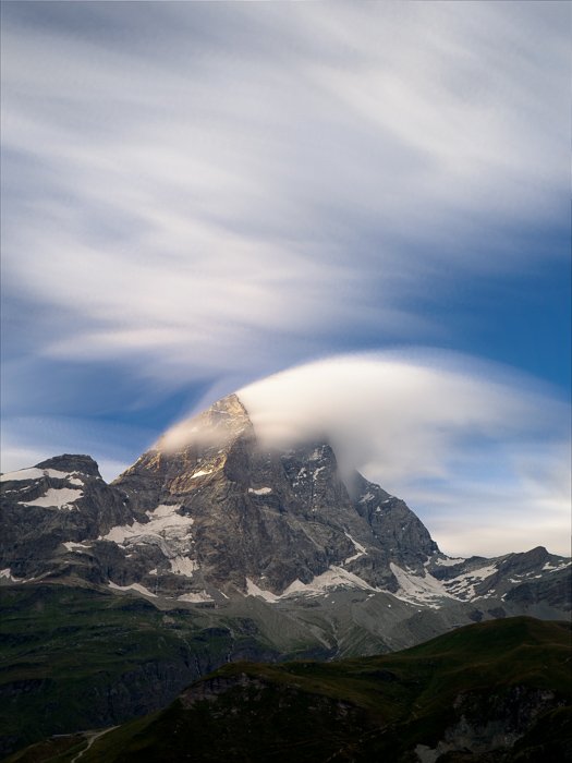 The Matterhorn mountain on the cloudy day