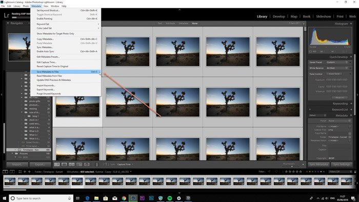 Adobe LR скриншот открытия библиотеки в программе LRTimelapse time lapse