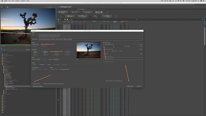 Adobe LR screenshot of rendering in LRTimelapse time lapse software