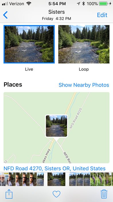Скриншот использования карты iphone для разведки мест для пейзажной съемки
