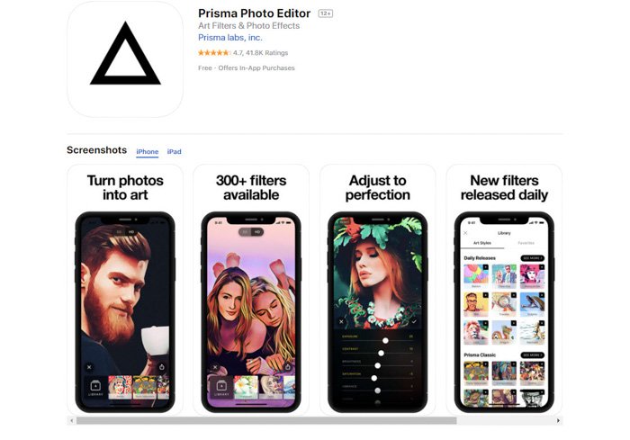Скриншот приложения Prisma photo editor iphone для преобразования фотографии в рисунок