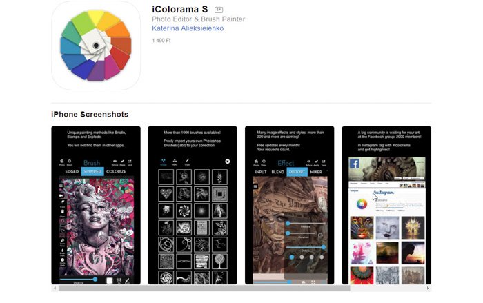 Скриншот приложения iColorama для превращения фотографий в рисунки или эскизы