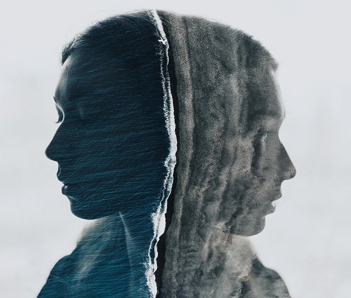 A cool portrait double exposure featuring alot of texture in photography 