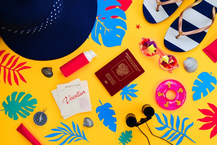 Cool photography flat lay featuring bright opposite colors