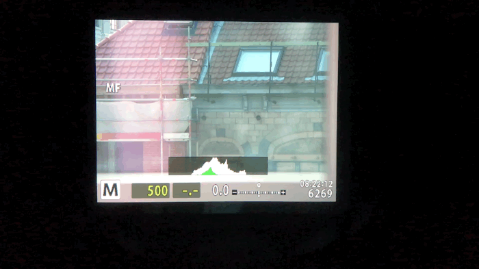 A gif showing settings applied real time to the scene displayed on LCD or EVF.