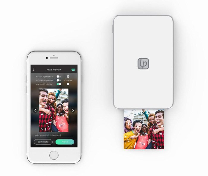 Изображение фото- и видеопринтера Lifeprint 3 x 4.5 для iPhone