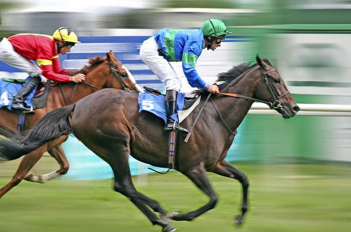 An action shot of race-horsing