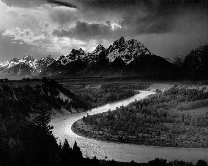 The Tetons and the Snake River famous photo by Ansel Adams