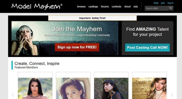Скриншот с сайта model mayhem
