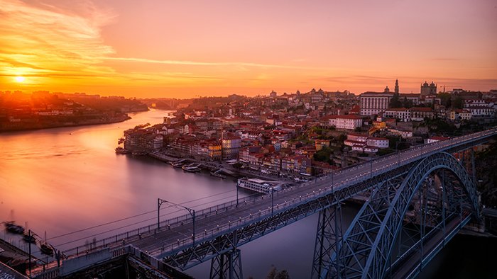 Воздушный городской пейзаж Порту, Португалия - лучшие европейские города для посещения