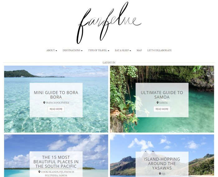 Скриншот блога путешественника Farfelue