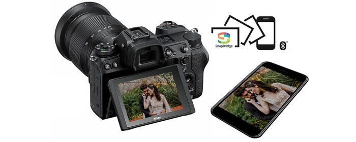 Плоская фотография продукта беззеркальной камеры Nikon Z7 и аксессуаров