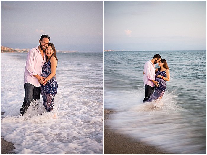 Диптих портрет улыбающейся пары, позирующей на открытом воздухе на пляже - эмоциональная фотография