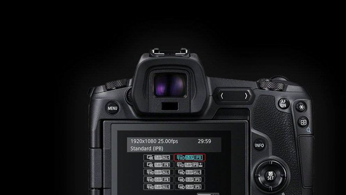 Canon EOS R с опциями видео на заднем дисплее