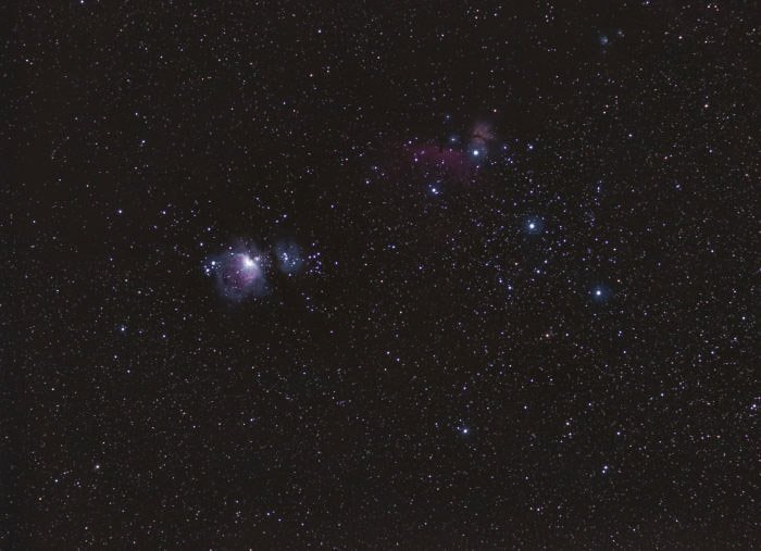 Нижняя часть созвездия Ориона с Olympus EPL-6 и Samyang 85 f/1.8 (170mm EFL) на Minitrack LX2.