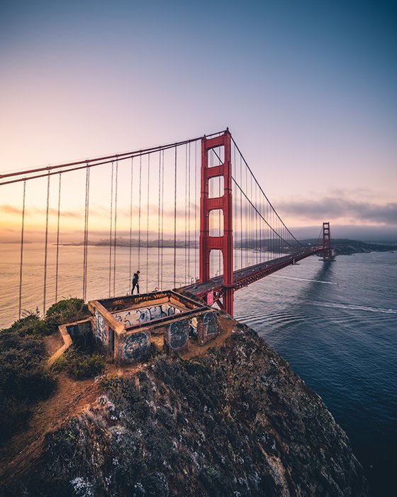 Аэрофотография красного моста - принципы красивой фотографии