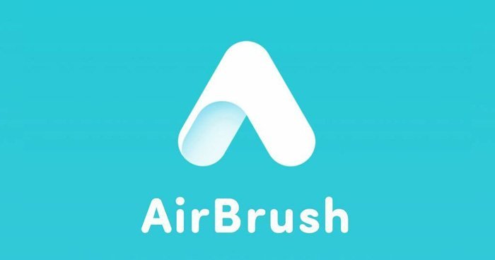 Бело-голубой логотип приложения для ретуширования фотографий Airbrush