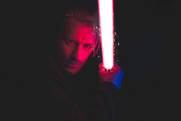 Dreamy cosplay photography of the person dressed as a jedi