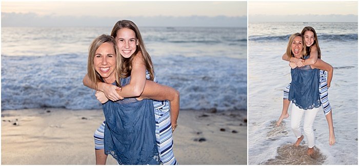 Диптих портрет матери и маленькой дочери на пляже - фотосессия матери и дочери