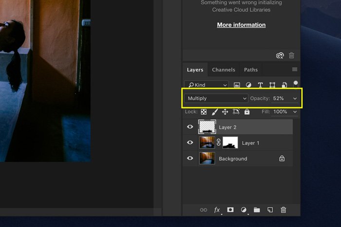  Скриншот, показывающий, как редактировать левитационную фотографию в Photoshop - режим смешивания