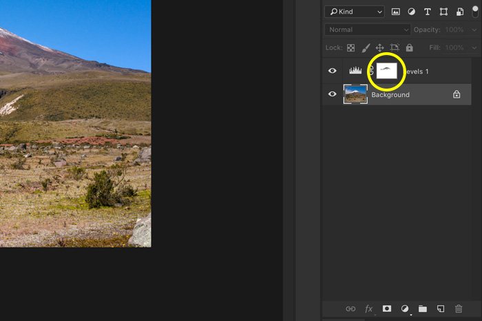 screenshot showing how to photoshop landscape photos - darkening