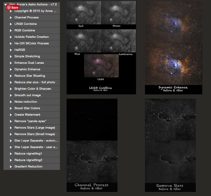 A screenhot of editing with Annie's Astro Actions By Enterprise Astronomy & Photography