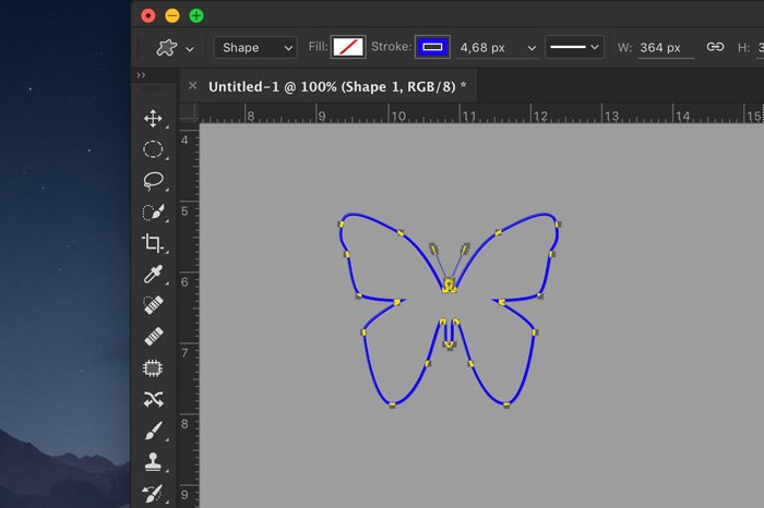 Скриншот, показывающий, как создать очерченную форму в фотошопе