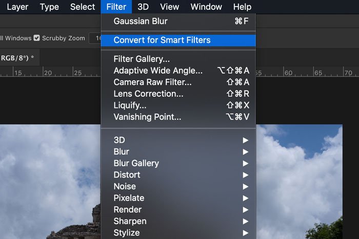 Скриншот умных фильтров в Photoshop