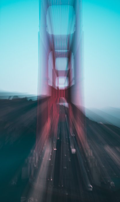 Motion blur photo of the Golden Gate Bridge
