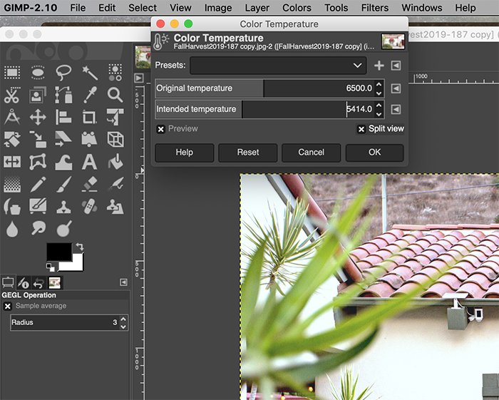 Скриншот редактирования фотографии в GIMP
