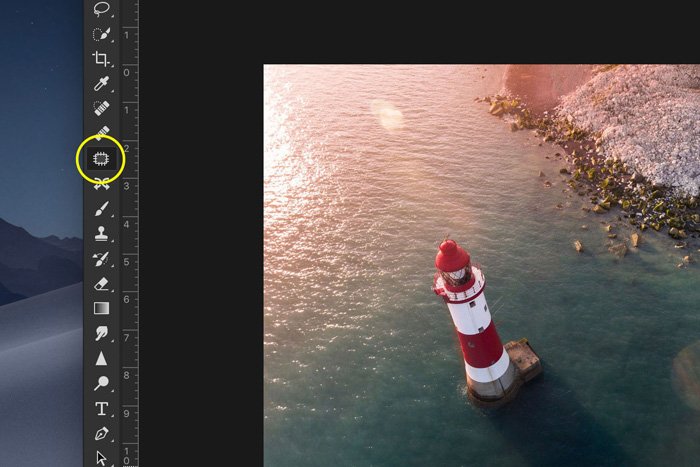 Скриншот использования инструмента Adobe Photoshop patch tool