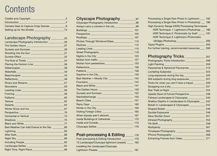 Страница содержания электронной книги Учебник фотографии