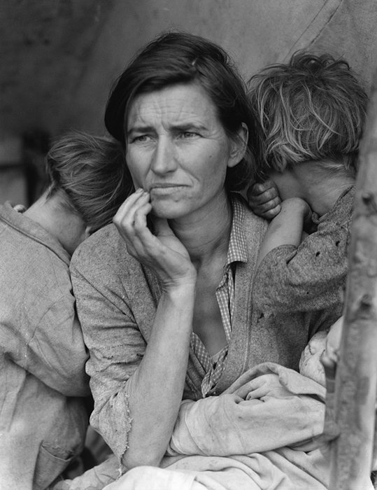 Самые известные снимки Доротеи Ланж. Мать-мигрантка, Нипомо, Калифорния. Taken in 1936.