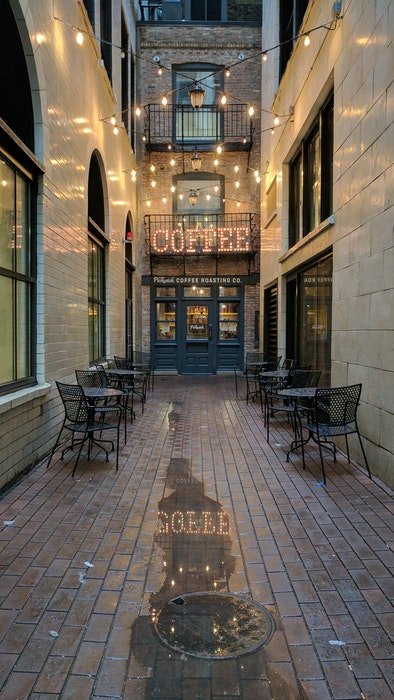 Outdoor coffee shop seating