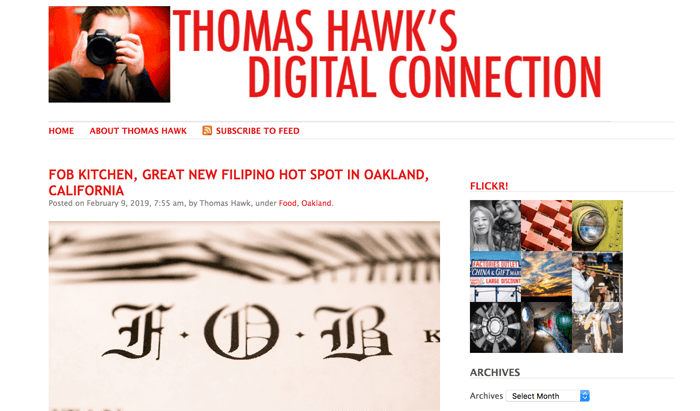 Скриншот главной страницы фотоблога Томаса Хока