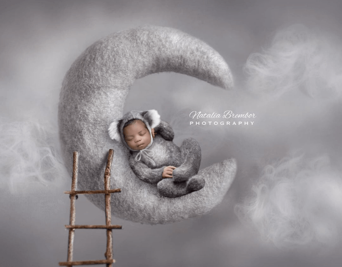 Baby dressed as koala on the moon from baby photographer natalia brembor