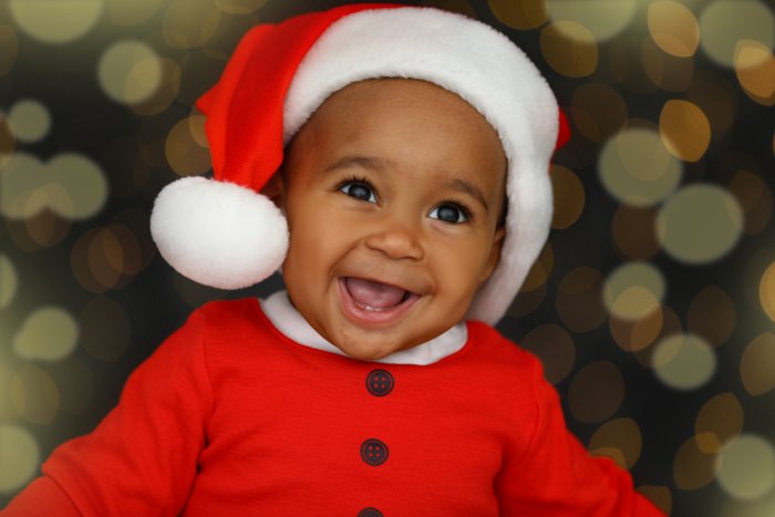 Sweet Christmas photo of baby dressed as Santa