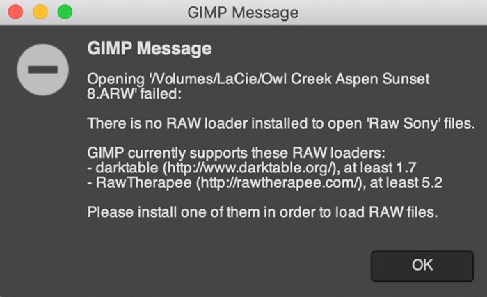 GIMP Error message