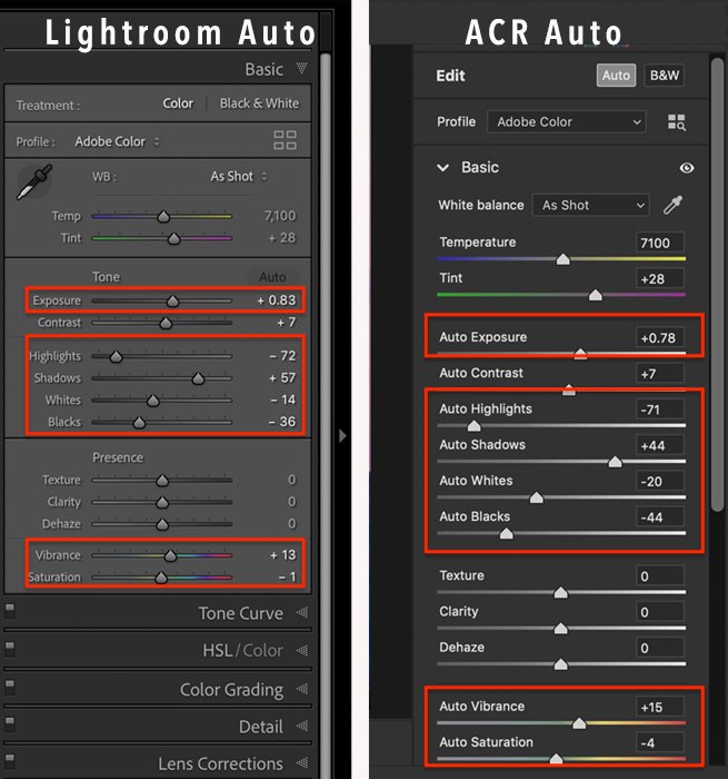screenshot compare basic panel lightroom adobe camera raw
