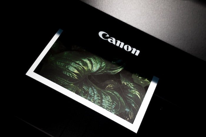 Распечатанная увеличенная фотография, вышедшая из принтера Canon
